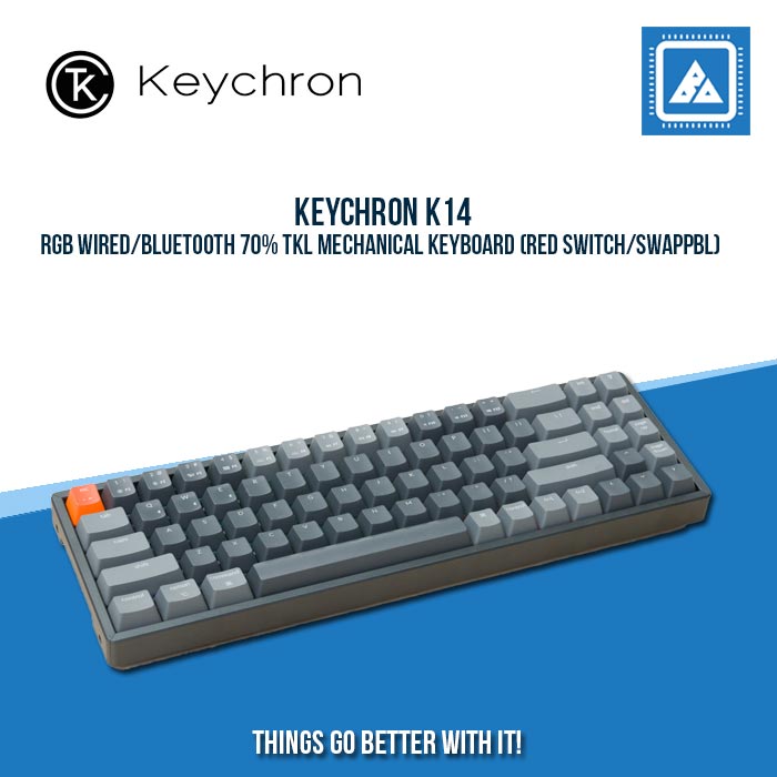 KEYCHRON K14 RGB WIRED/BLUETOOTH 70% TKL MECHANICAL KEYBOARD (RED SWITCH/SWAPPBL) KEYCHRON K14 RGB WIRED/BLUETOOTH 70% TKL MECHANICAL KEYBOARD (RED SWITCH/SWAPPBL)